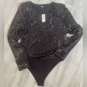 Express Black Sequin Scoop-Neck body